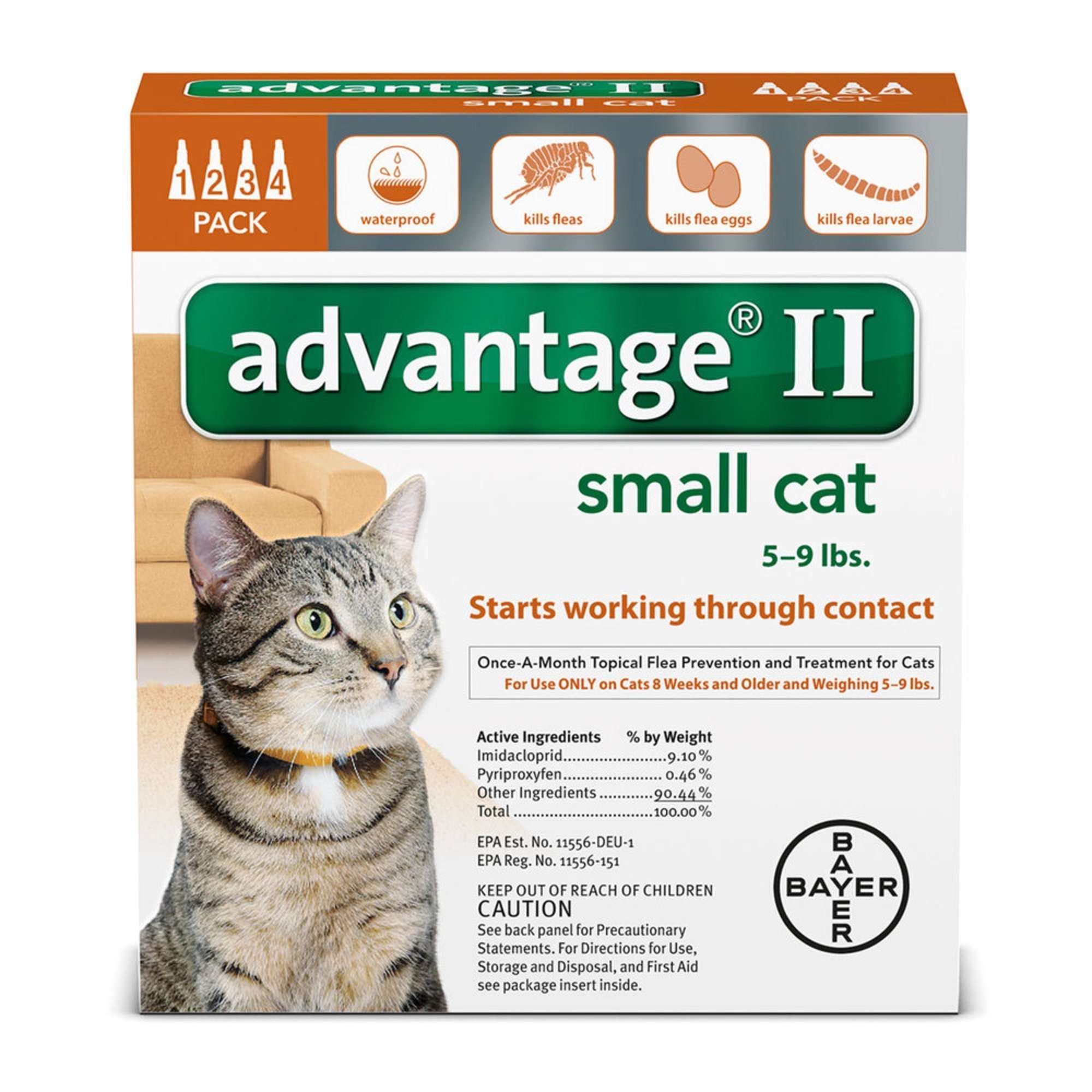 Advantage Flea And Tick Treatment For Cats Under 9 Lbs., 4 Treatments ...