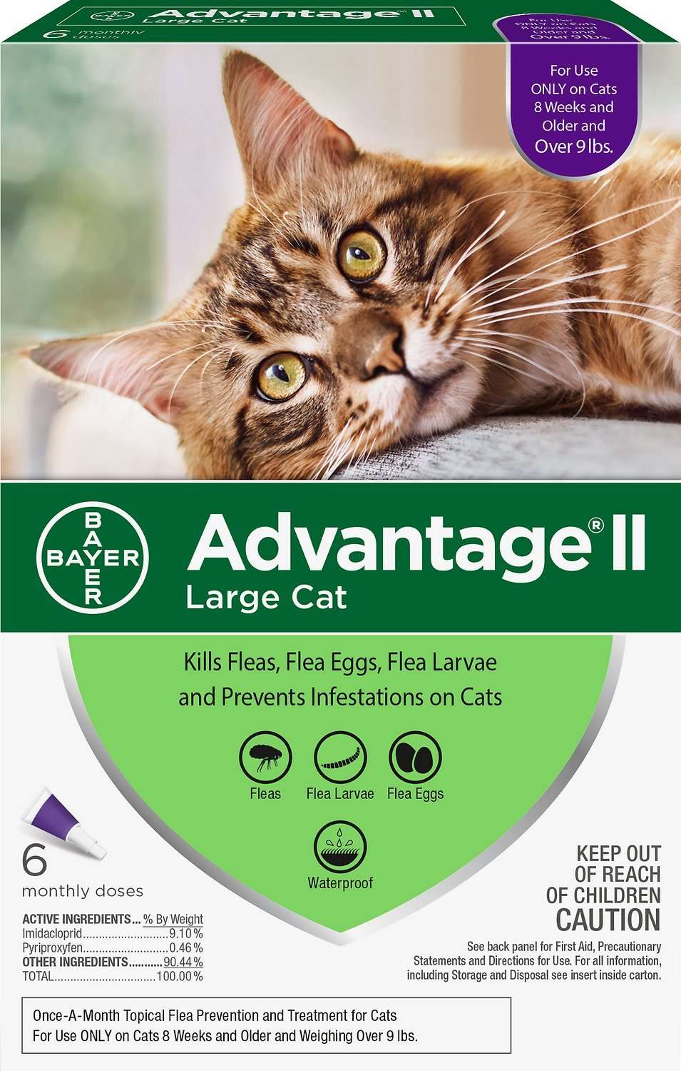 Advantage II Flea Treatment for Large Cats Over 9 lbs, 6 ...