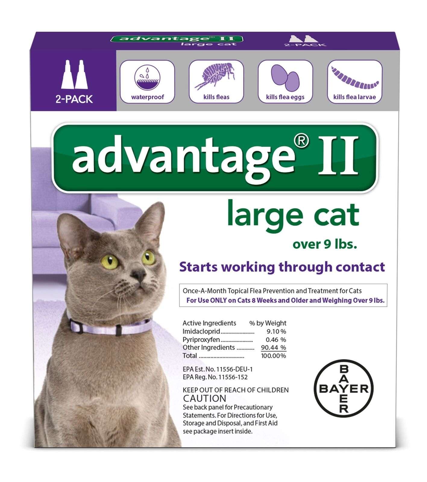 Bayer Advantage II Flea Control Treatment for Cats 2 doses ...