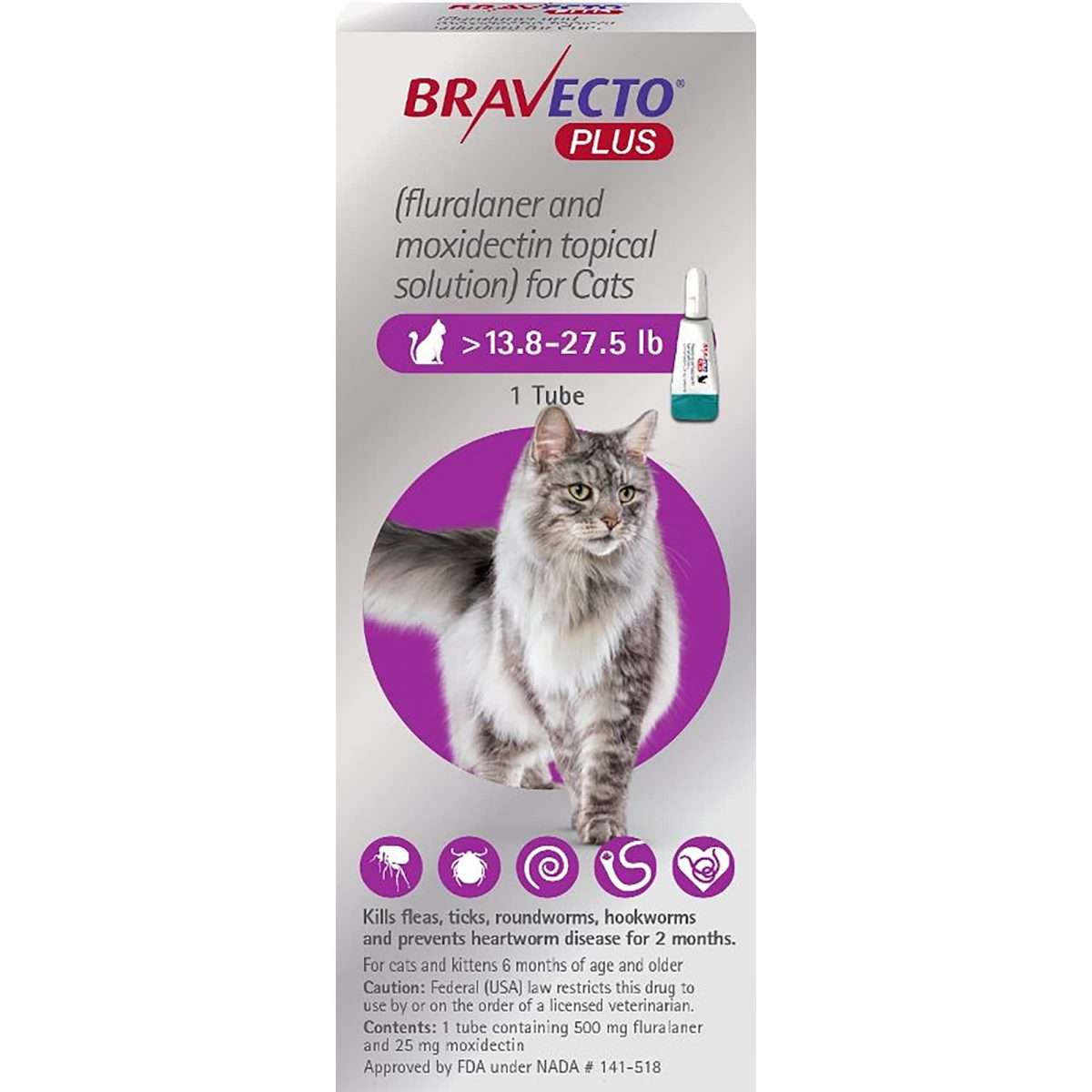 Bravecto Plus Topical Solution for Cats Greater Than 13.8