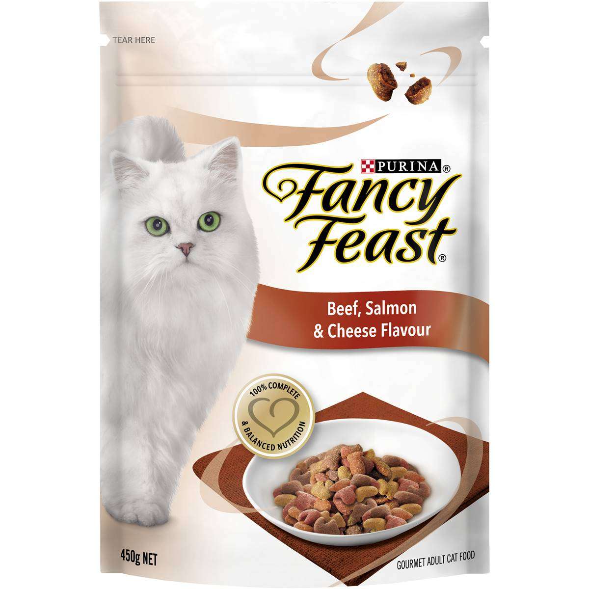 Fancy Feast Adult Beef, Salmon &  Cheese Flavour Dry Cat Food 450g ...