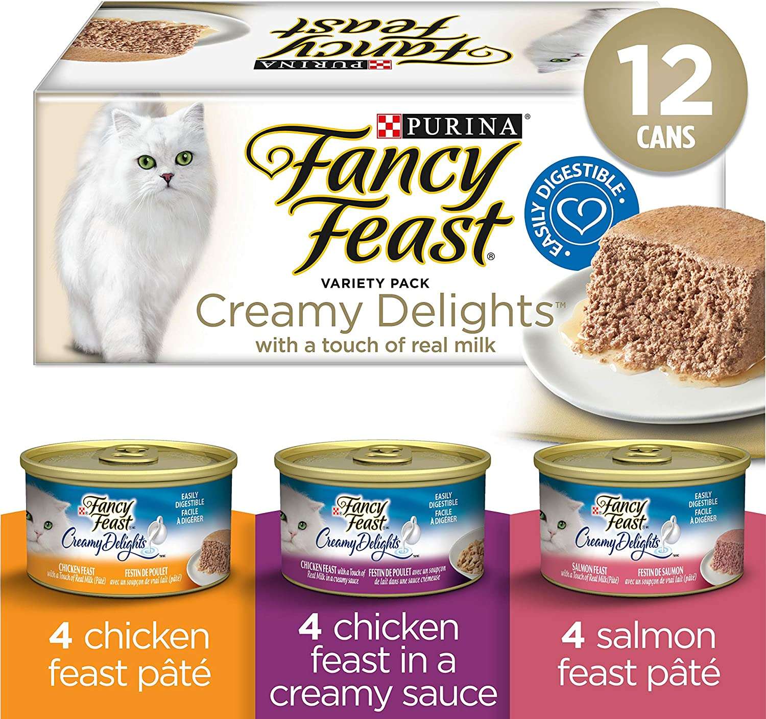 Fancy Feast Wet Cat Food, Creamy Delights Variety Pack 85 ...