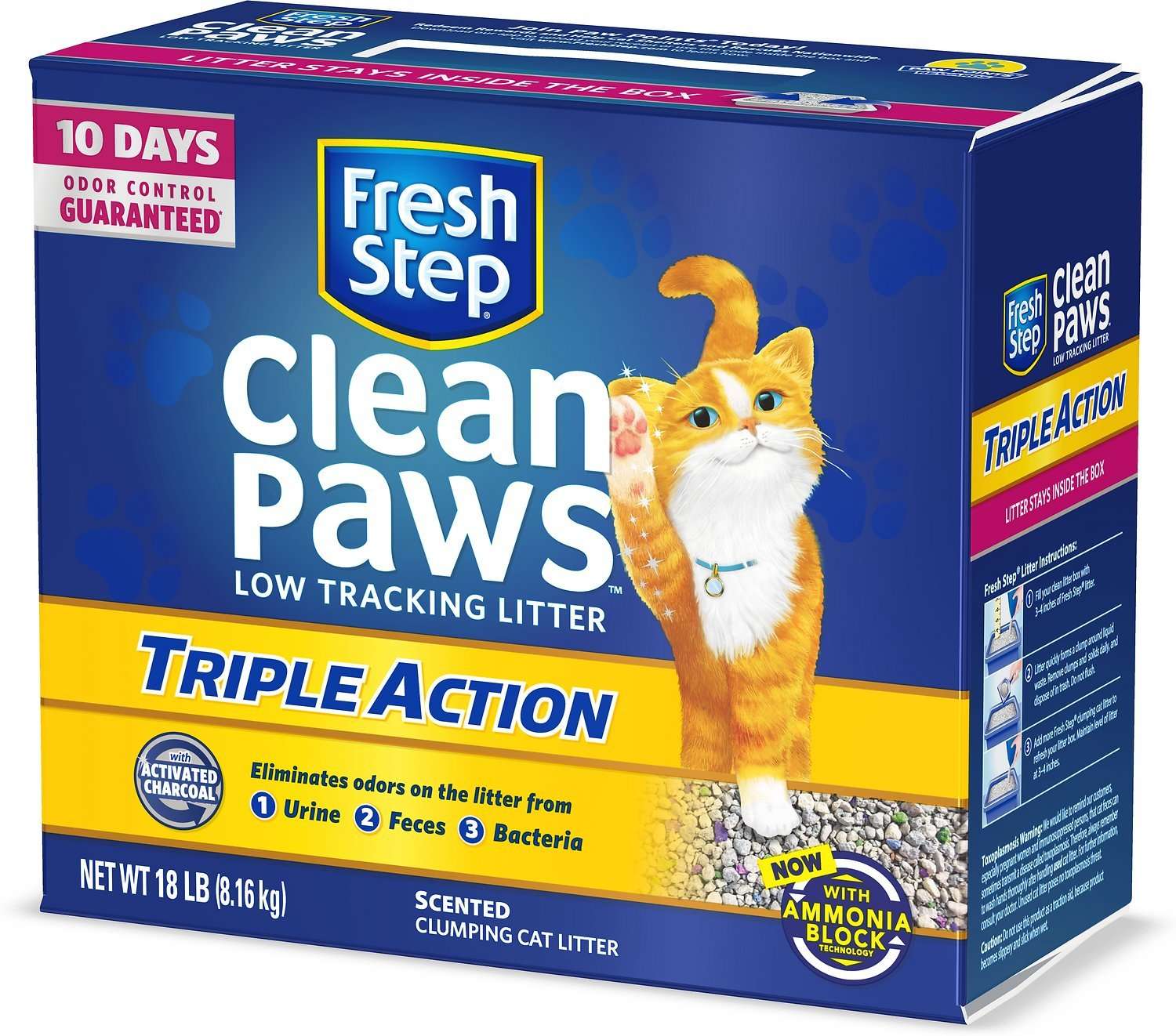Fresh Step Clean Paws Triple Action Low Tracking Cat Litter, 18