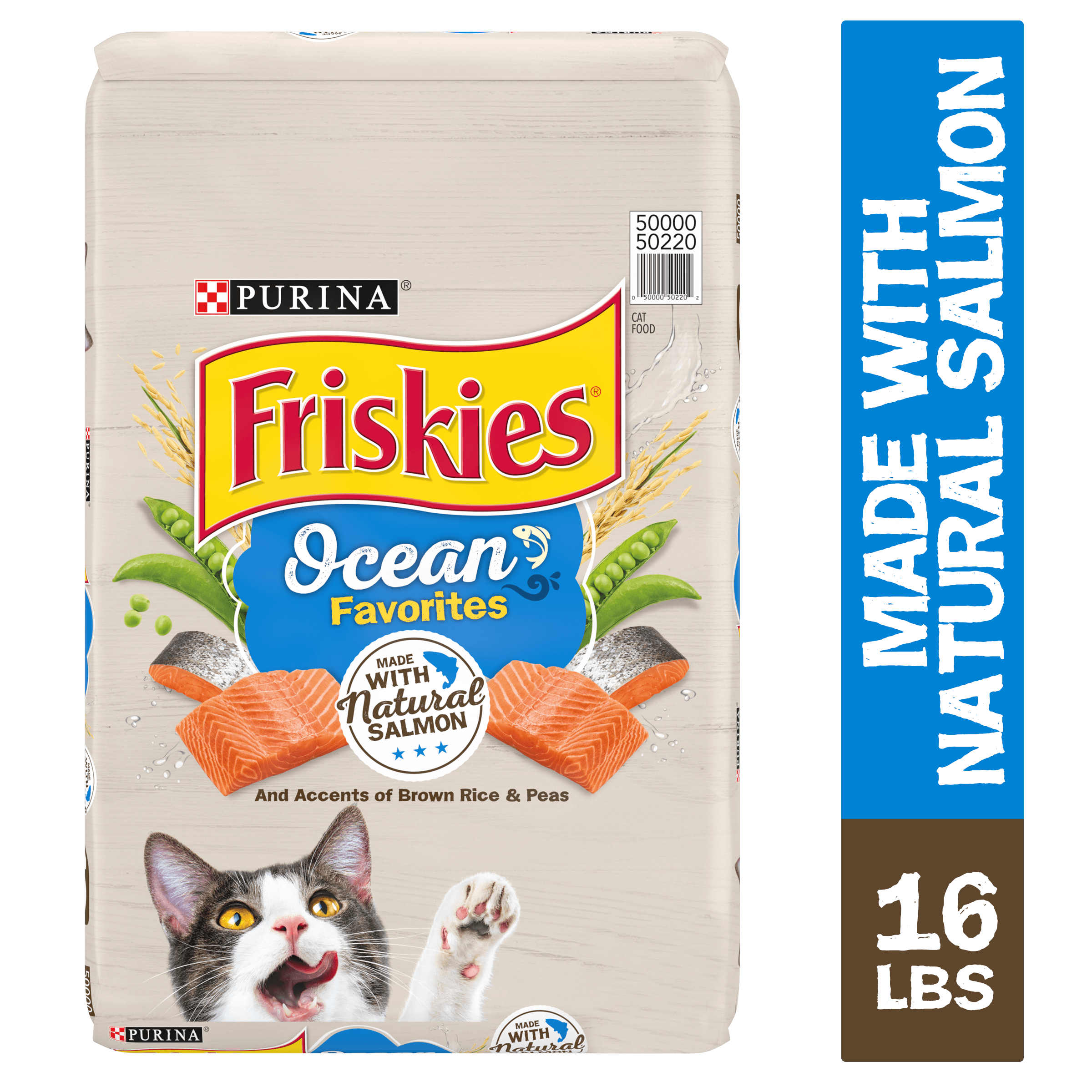 Friskies Dry Cat Food, Ocean Favorites With Natural Salmon, 16 lb. Bag ...