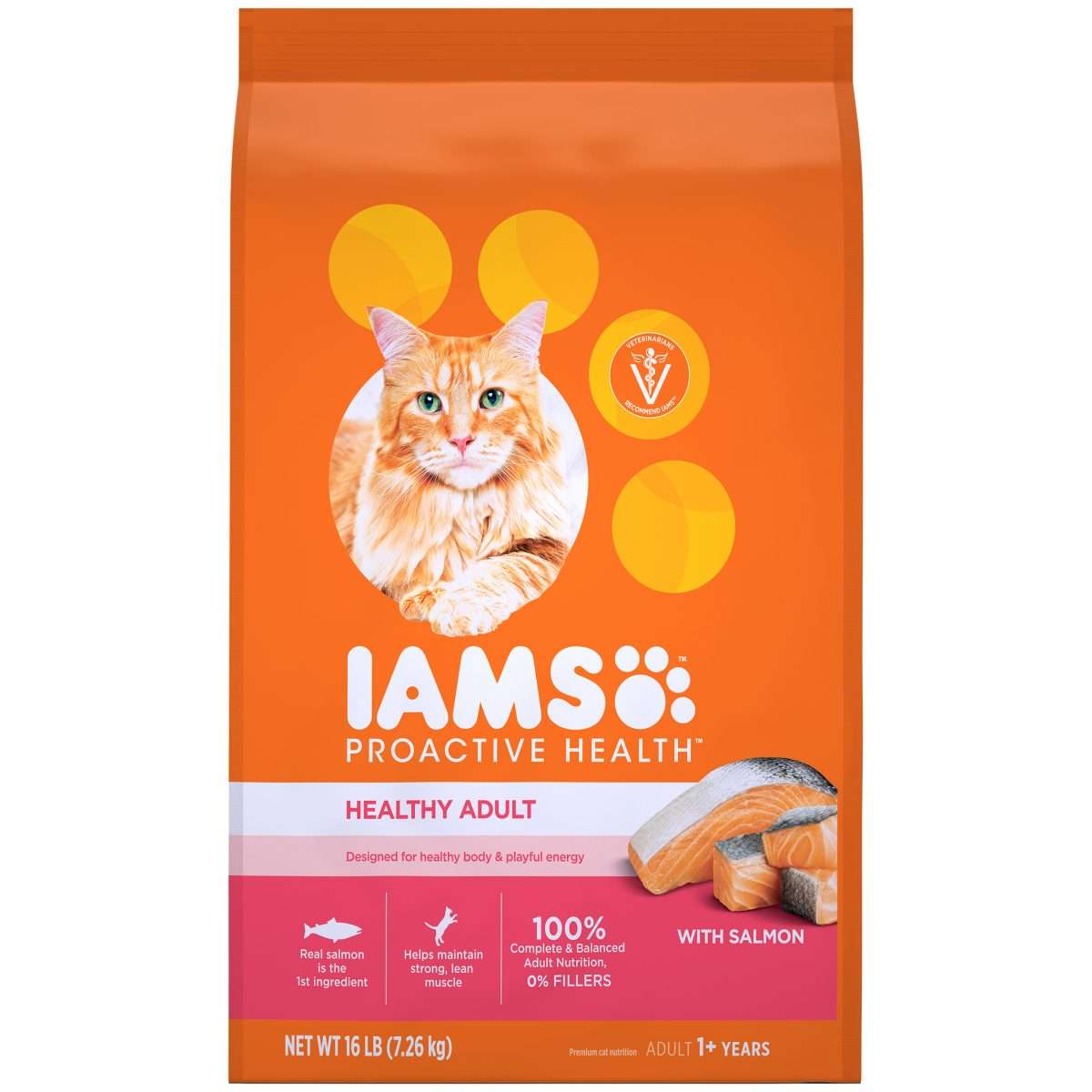 IAMS PROACTIVE HEALTH Healthy Adult Dry Cat Food with Salmon, 16 lb ...