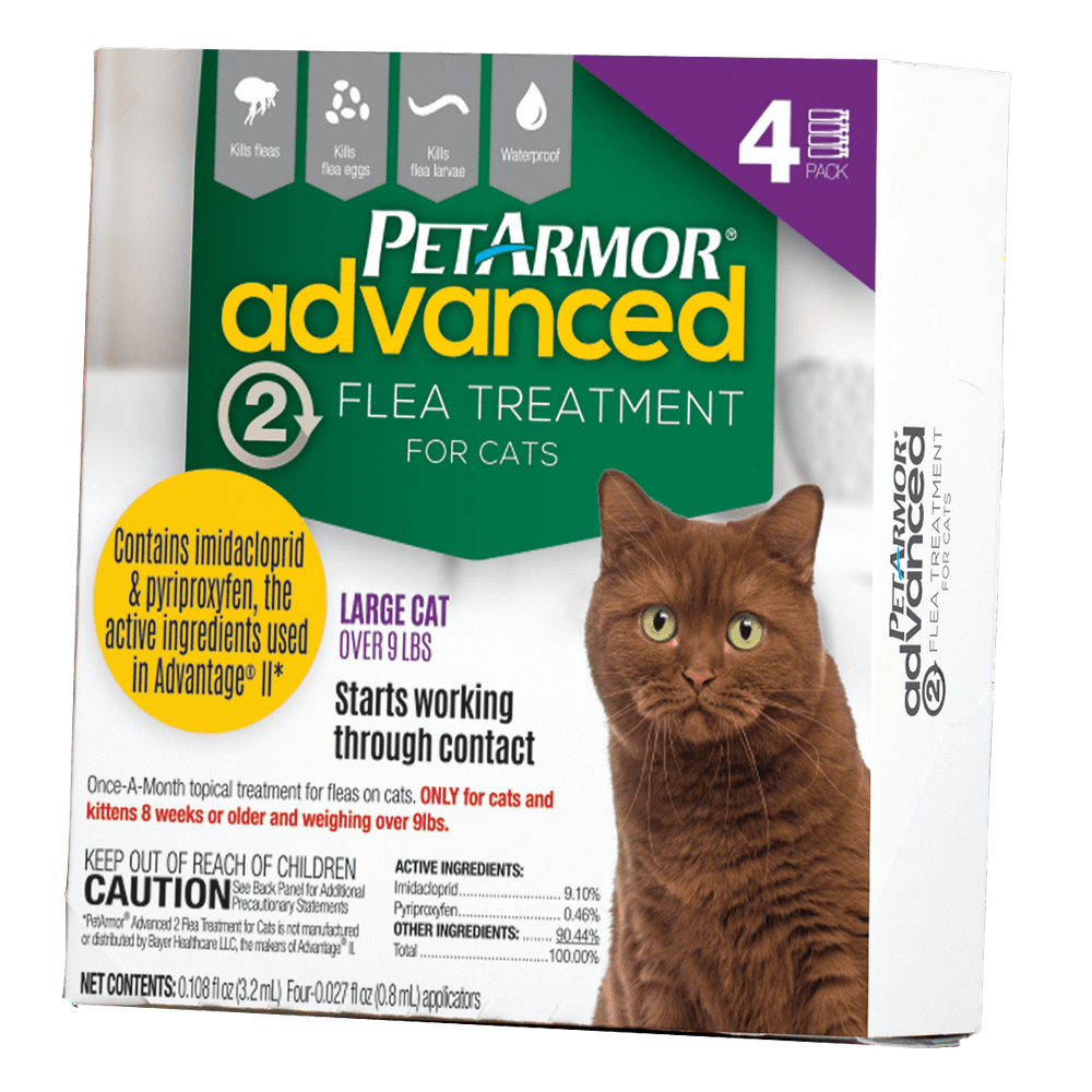 PetArmor Advanced 2 Flea Treatment for Large Cats, 4 Monthly Treatments ...