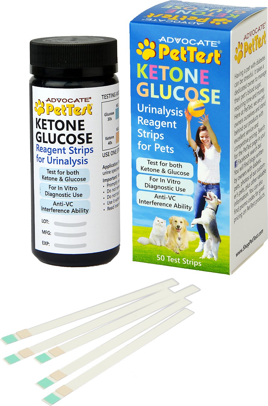 PETTEST Ketone Glucose Urinalysis Reagent Dog &  Cat Test Strips, 50 ...