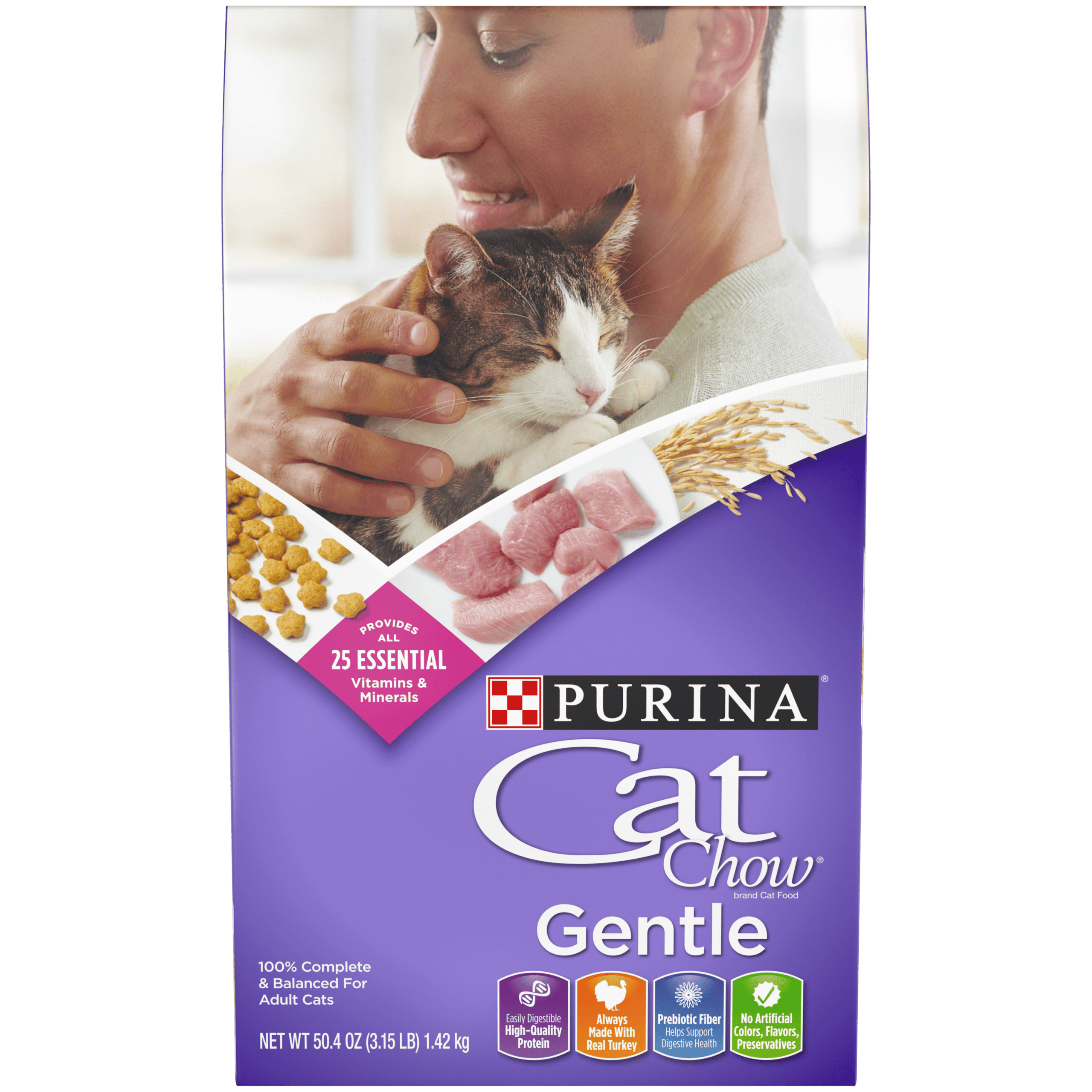 Purina Cat Chow Sensitive Stomach Dry Cat Food, Gentle, 3.15 lb. Bag ...