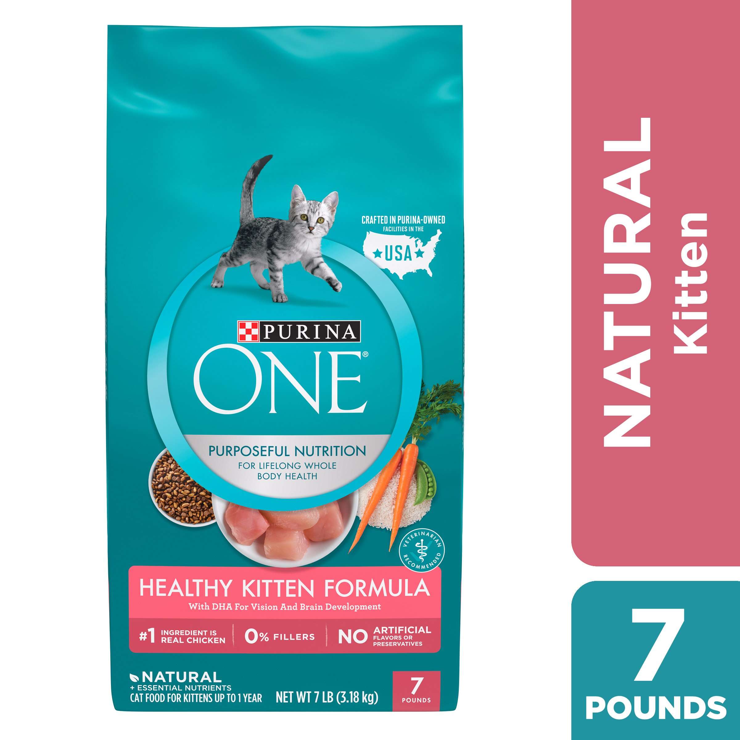 Purina One Healthy Kitten Natural Dry Cat Food, 7 lb ...