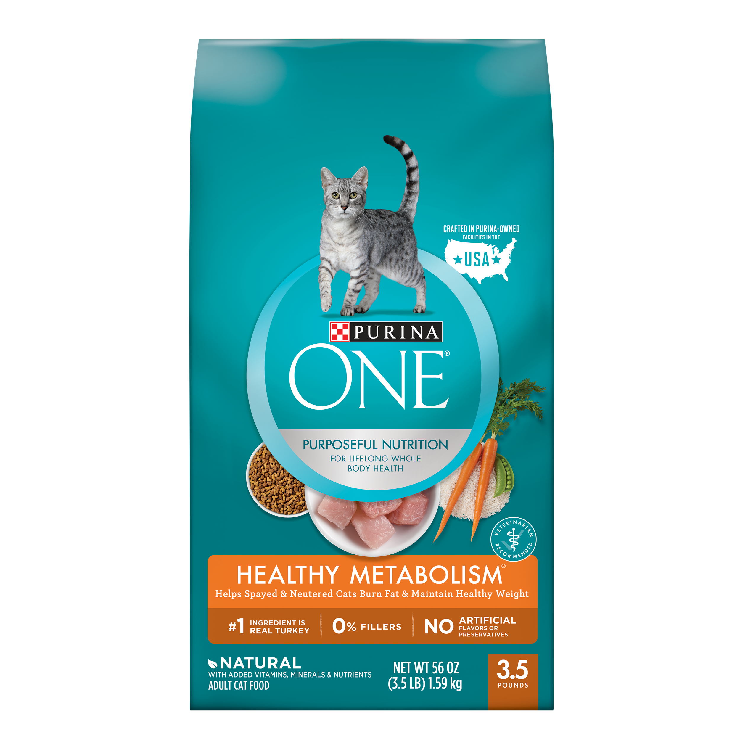 Purina One Healthy Metabolism Weight Control Natural Dry Cat Food, 3.5 ...