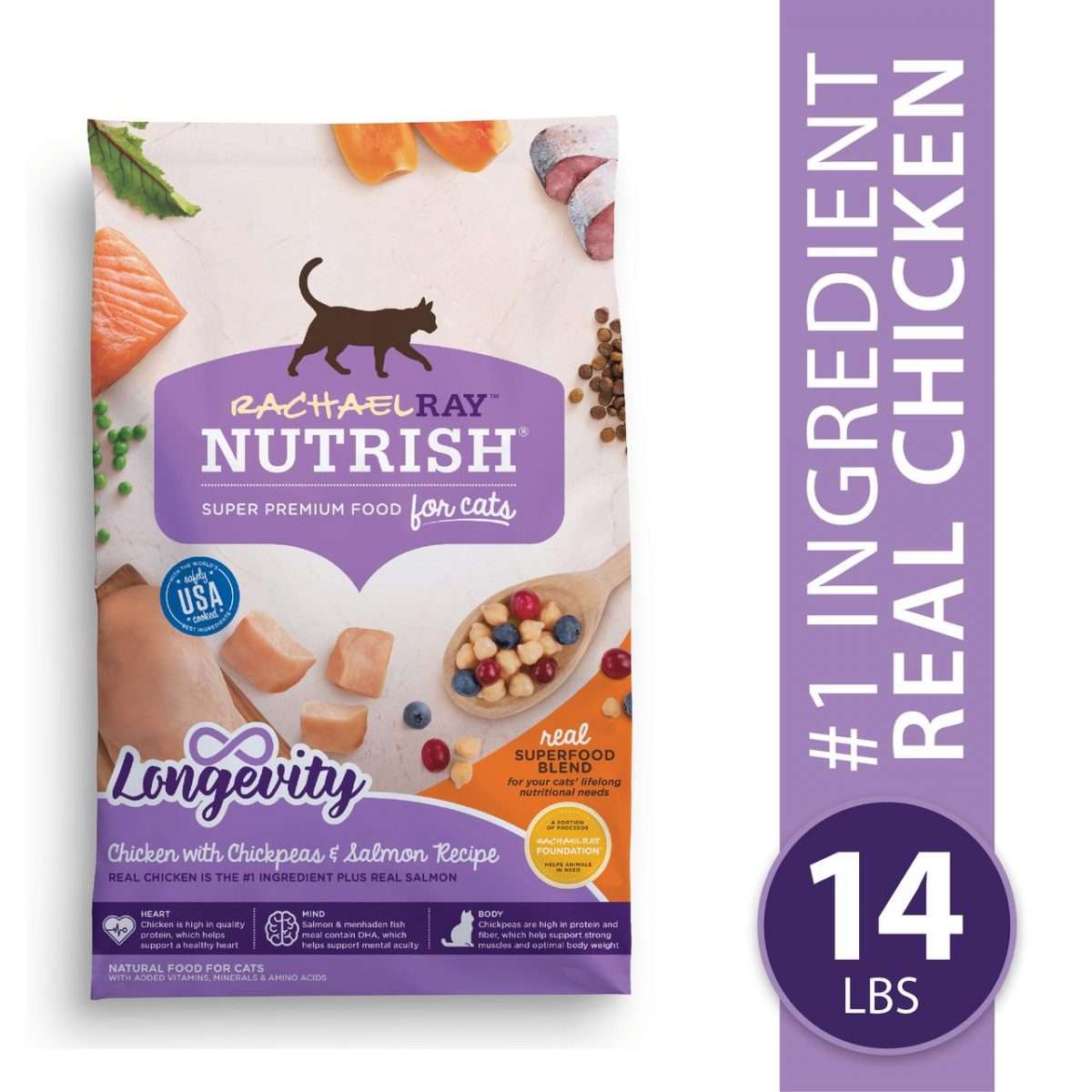 Rachael Ray Nutrish Longevity Natural Senior Dry Cat Food, Chicken With ...