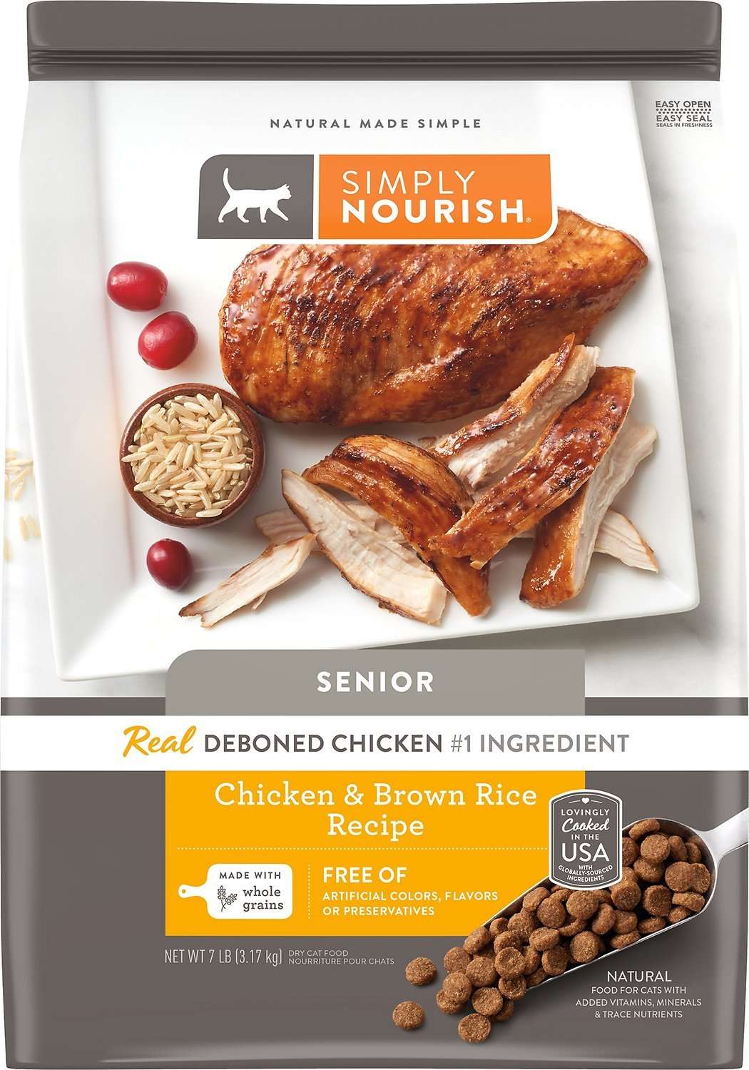 SIMPLY NOURISH Chicken &  Rice Recipe Senior Dry Cat Food ...